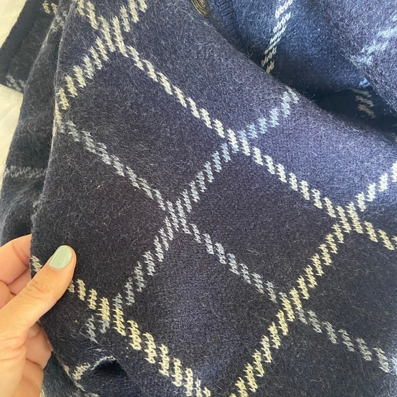 Tally Ho blue 100% wool windowpane cardigan with buttons size X - Picture 4 of 6